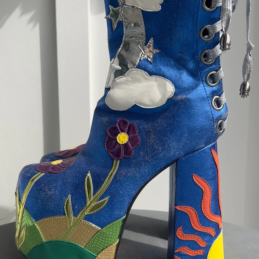 Colorful, 70's Glam Rock Inspired Platform  Boots - Picture 2 of 6